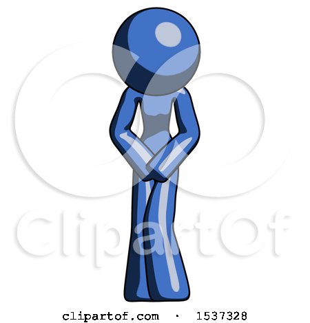 Blue Design Mascot Female Bending over Sick or in Pain by Leo Blanchette