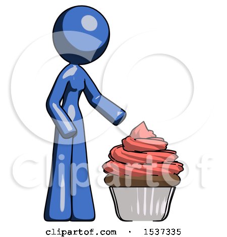 Blue Design Mascot Woman with Giant Cupcake Dessert by Leo Blanchette