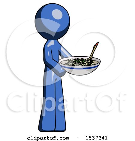 Blue Design Mascot Man Holding Noodles Offering to Viewer by Leo Blanchette