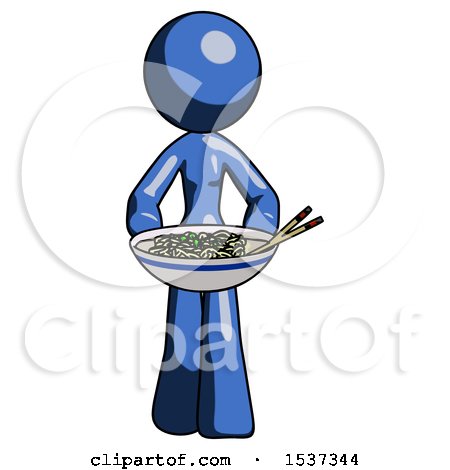 Blue Design Mascot Woman Serving or Presenting Noodles by Leo Blanchette