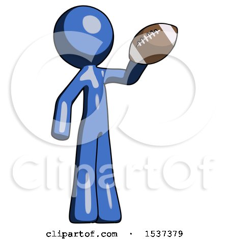 Blue Design Mascot Man Holding Football up by Leo Blanchette