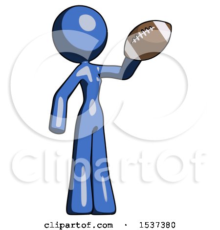 Blue Design Mascot Woman Holding Football up by Leo Blanchette