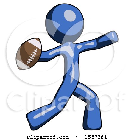 Blue Design Mascot Man Throwing Football by Leo Blanchette