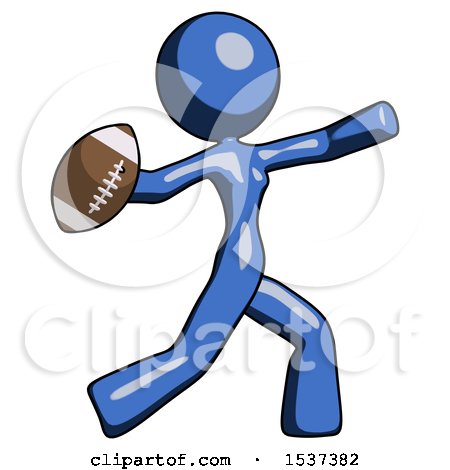 Blue Design Mascot Woman Throwing Football by Leo Blanchette