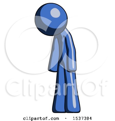 Blue Design Mascot Man Depressed with Head down Turned Left by Leo Blanchette