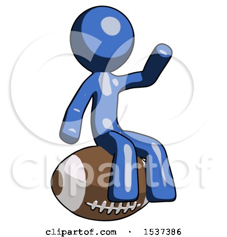 Blue Design Mascot Man Sitting on Giant Football by Leo Blanchette