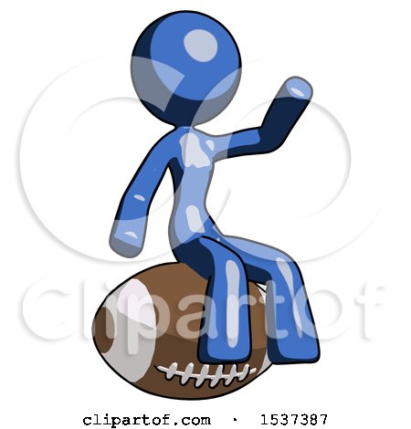Blue Design Mascot Woman Sitting on Giant Football by Leo Blanchette