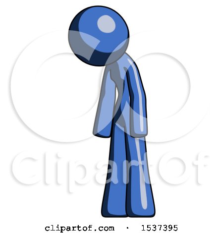 Blue Design Mascot Woman Depressed with Head down Turned Left by Leo Blanchette