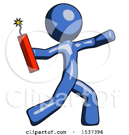 Blue Design Mascot Man Throwing Dynamite by Leo Blanchette