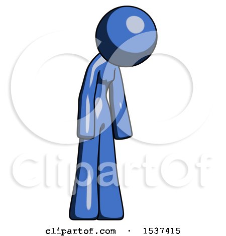 Blue Design Mascot Woman Depressed with Head down Turned Right by Leo Blanchette