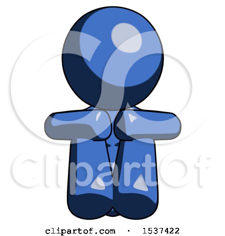 Blue Design Mascot Woman Sitting with Head down Facing Forward by Leo Blanchette