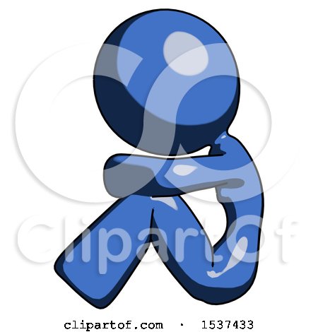 Blue Design Mascot Woman Sitting with Head down Facing Sideways Left by Leo Blanchette