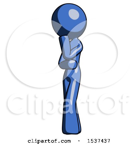 Blue Design Mascot Woman Thinking, Wondering, or Pondering by Leo Blanchette