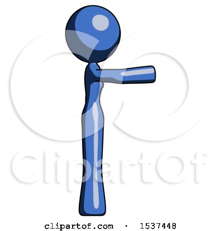 Blue Design Mascot Woman Pointing Right by Leo Blanchette
