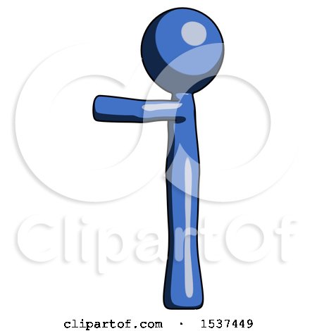 Blue Design Mascot Man Pointing Left by Leo Blanchette