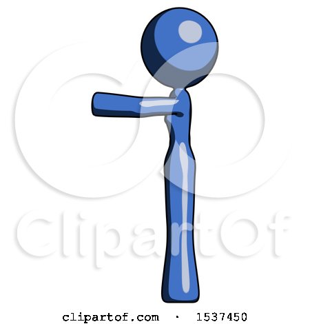 Blue Design Mascot Woman Pointing Left by Leo Blanchette