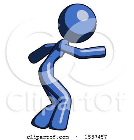 Blue Design Mascot Woman Sneaking While Reaching for Something by Leo Blanchette