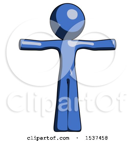 Blue Design Mascot Man T-Pose Arms up Standing by Leo Blanchette