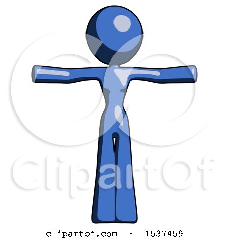 Blue Design Mascot Woman T-Pose Arms up Standing by Leo Blanchette