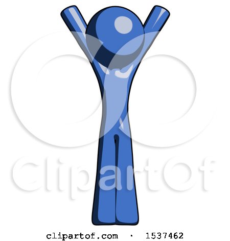 Blue Design Mascot Man Hands up by Leo Blanchette