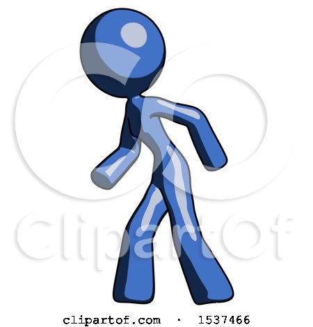 Blue Design Mascot Woman Suspenseaction Pose Facing Left by Leo Blanchette