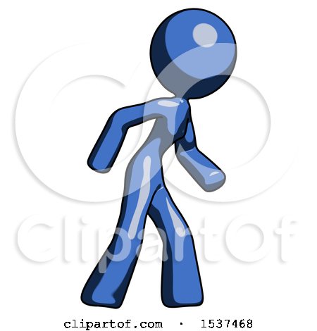 Blue Design Mascot Woman Suspense Action Pose Facing Right by Leo Blanchette