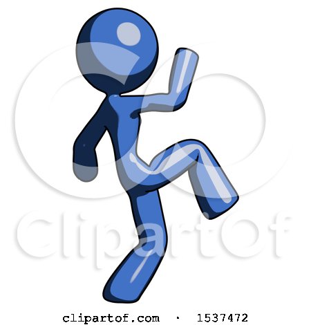 Blue Design Mascot Woman Kick Pose Start by Leo Blanchette