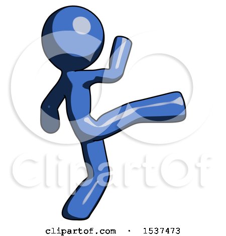 Blue Design Mascot Man Kick Pose by Leo Blanchette