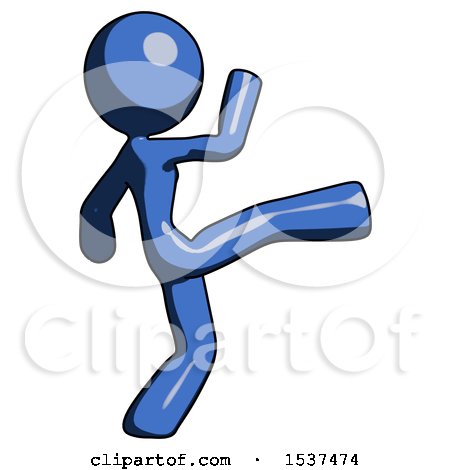 Blue Design Mascot Woman Kick Pose by Leo Blanchette
