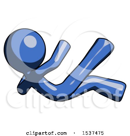 Blue Design Mascot Man Falling Backwards by Leo Blanchette