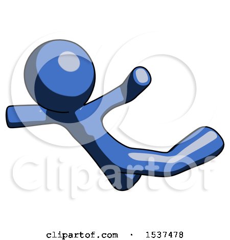 Blue Design Mascot Man Skydiving or Falling to Death by Leo Blanchette