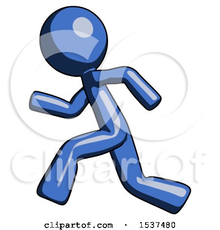 Blue Design Mascot Man Running Fast Left by Leo Blanchette