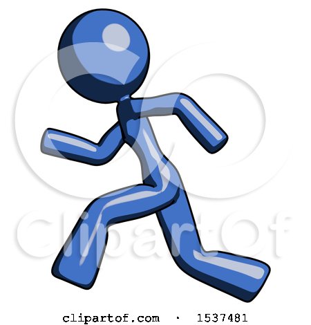 Blue Design Mascot Woman Running Fast Left by Leo Blanchette