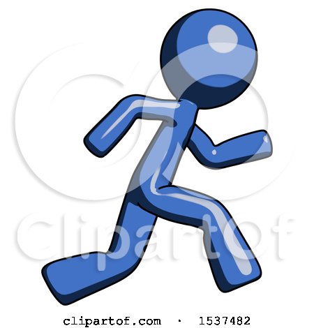 Blue Design Mascot Man Running Fast Right by Leo Blanchette