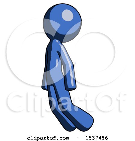 Blue Design Mascot Man Floating Through Air Left by Leo Blanchette