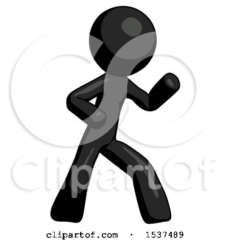 Black Design Mascot Man Martial Arts Defense Pose Right by Leo Blanchette
