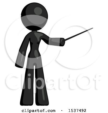 Black Design Mascot Woman Teacher or Conductor with Stick or Baton Directing by Leo Blanchette
