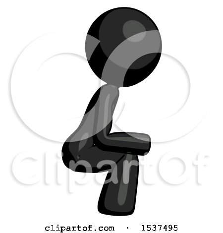 Black Design Mascot Woman Squatting Facing Right by Leo Blanchette