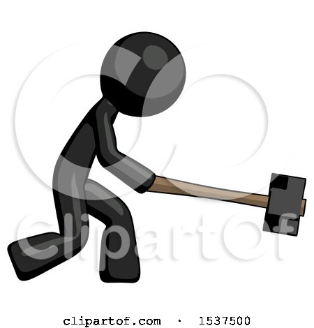 Black Design Mascot Man Hitting with Sledgehammer, or Smashing Something by Leo Blanchette