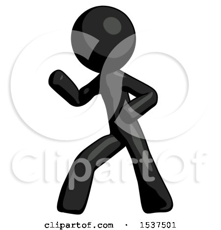 Black Design Mascot Man Martial Arts Defense Pose Left by Leo Blanchette