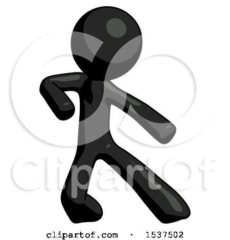 Black Design Mascot Man Karate Defense Pose Right by Leo Blanchette