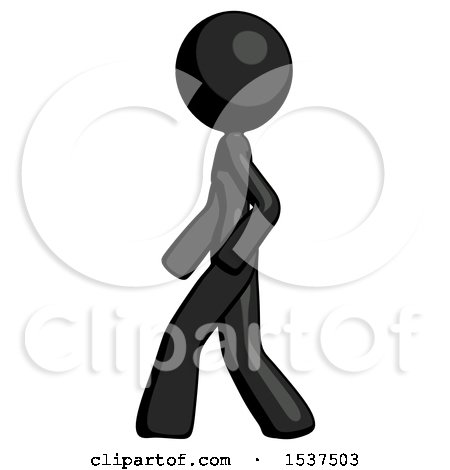 Black Design Mascot Woman Walking Left Side View by Leo Blanchette