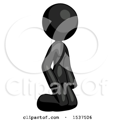 Black Design Mascot Woman Kneeling Angle View Right by Leo Blanchette