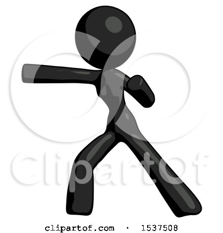 Black Design Mascot Woman Martial Arts Punch Left by Leo Blanchette