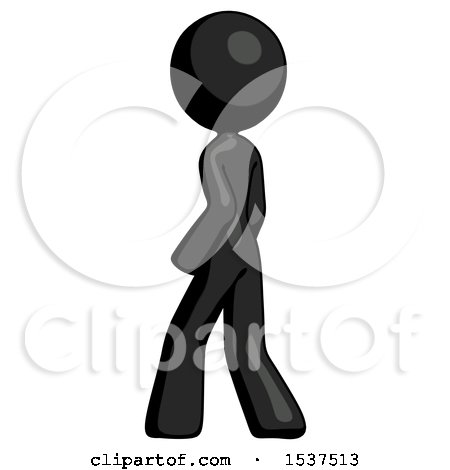 Black Design Mascot Woman Walking Away Direction Left View by Leo Blanchette