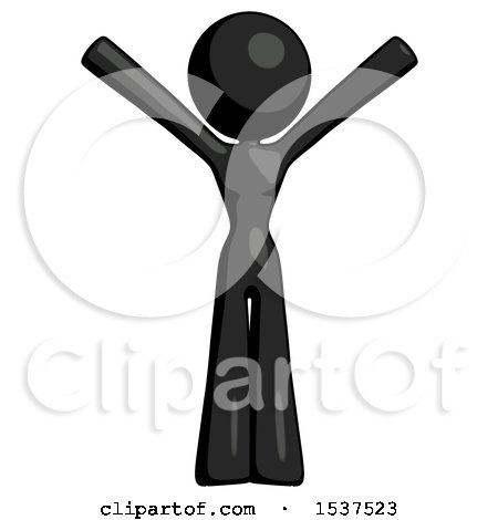 Black Design Mascot Woman with Arms out Joyfully by Leo Blanchette