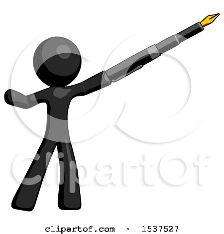 Black Design Mascot Man Pen Is Mightier Than the Sword Calligraphy Pose by Leo Blanchette