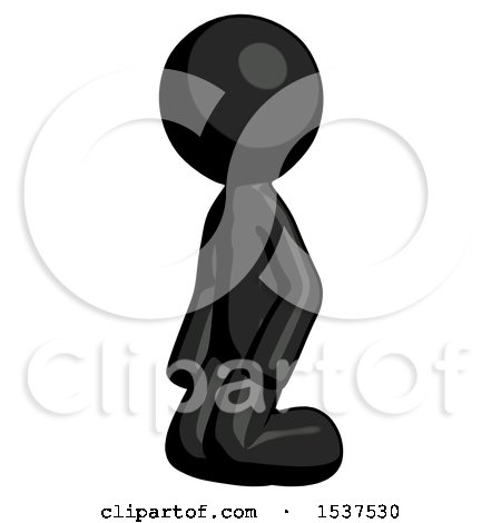 Black Design Mascot Man Kneeling Angle View Left by Leo Blanchette