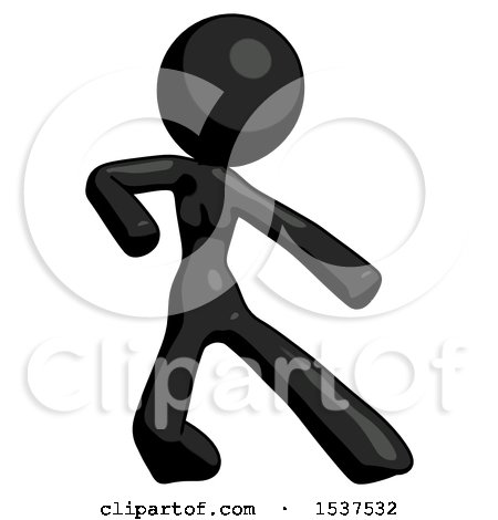 Black Design Mascot Woman Karate Defense Pose Right by Leo Blanchette