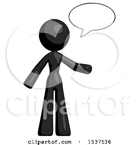 Black Design Mascot Woman with Word Bubble Talking Chat Icon by Leo Blanchette
